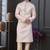 Peach banarasi jackard kurta and pajama for mens