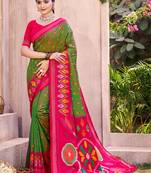 mehendi silk saree with blouse piece