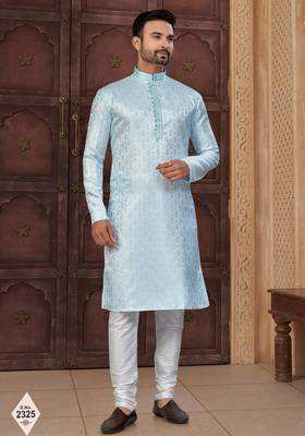 Mint blue imported jackard kurta and pajama for mens 1