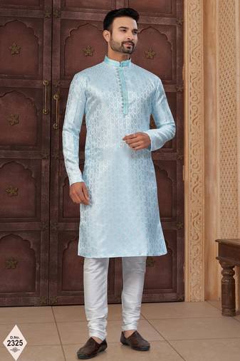 Mint blue imported jackard kurta and pajama for mens