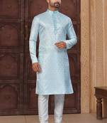 Mint blue imported jackard kurta and pajama for mens