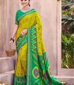 olive silk saree with blouse piece
