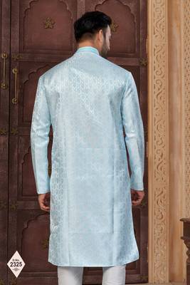 Mint blue imported jackard kurta and pajama for mens 3