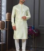 Light green & creem imported jackard kurta and pajama for mens