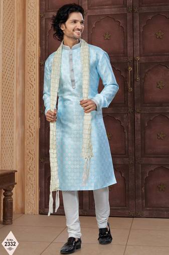 Mint blue imported jackard kurta and pajama for mens