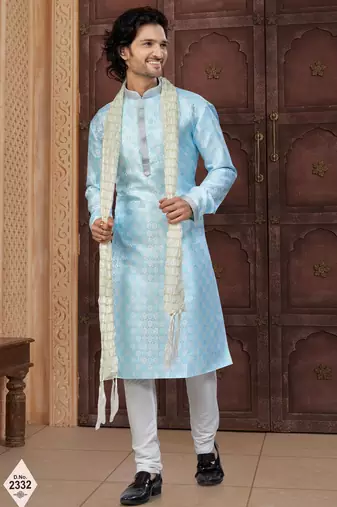 Mint blue imported jackard kurta and pajama for mens