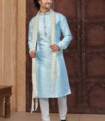 Mint blue imported jackard kurta and pajama for mens