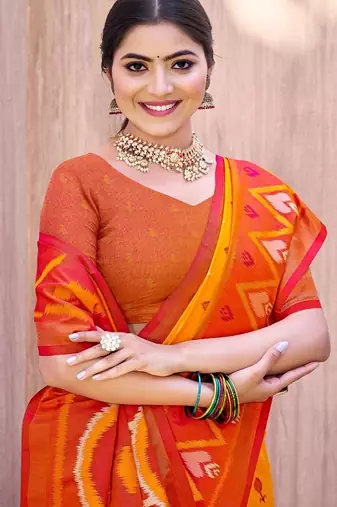 yellow silk saree with blouse piece