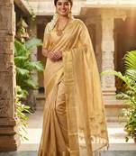 beige art silk saree with blouse piece