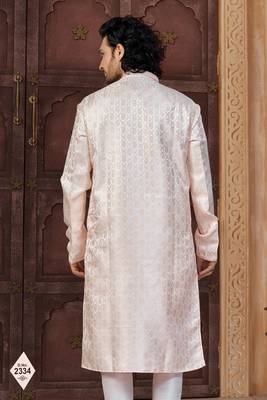 Light peach imported jackard kurta and pajama for mens 3