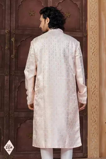 Light peach imported jackard kurta and pajama for mens