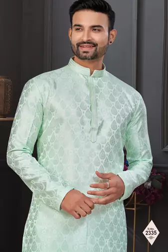 Mint green imported jackard kurta and pajama for mens