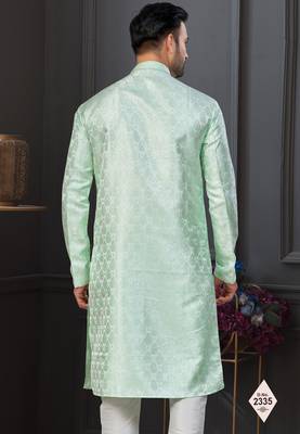 Mint green imported jackard kurta and pajama for mens 3