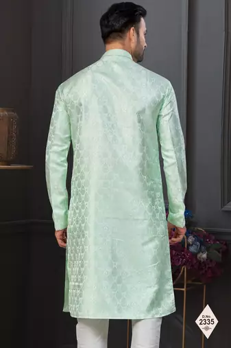 Mint green imported jackard kurta and pajama for mens