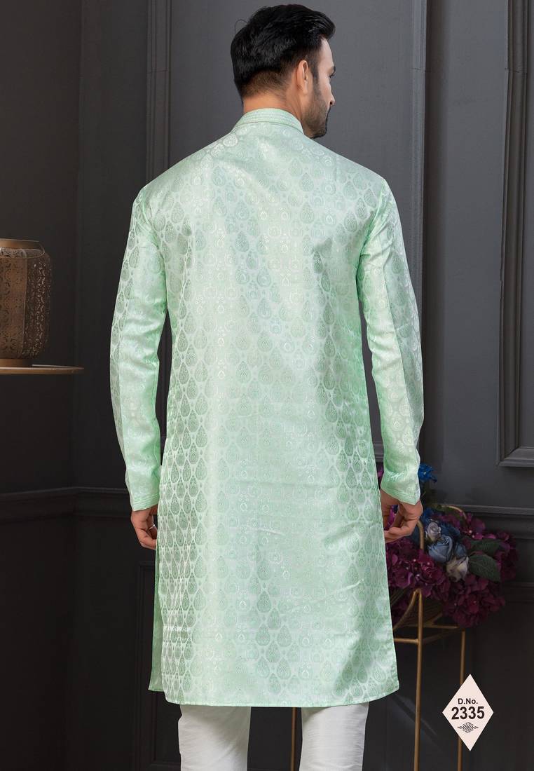 Mint green imported jackard kurta and pajama for mens