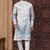 Blue & off white pewor silk kurta and pajama for mens