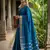 teal art silk saree with blouse piece