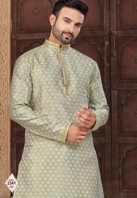 C green banarasi jackard kurta and pajama for mens 2