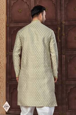 C green banarasi jackard kurta and pajama for mens 3