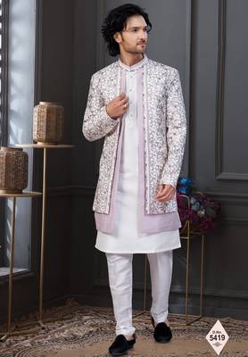 Off white kora shine silk indowestern for mens 1