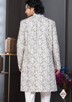 Off white kora shine silk indowestern for mens 3