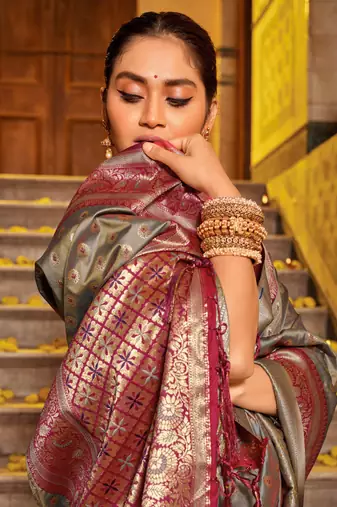 sea green banarasi saree with blouse piece 