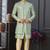 Pista green imported shoft silk indowestern for mens