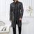 Black zari jackard and banarasi silk indowestern for mens