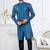 Royal blue  zari jackard and banarasi silk indowestern for mens