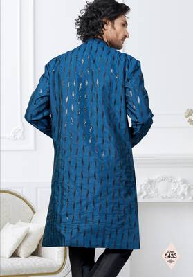 blue & black imported silk and banarasi silk indowestern for mens 3