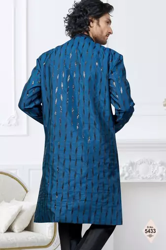 blue & black imported silk and banarasi silk indowestern for mens