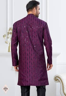 Wine & black imported silk and banarasi silk indowestern for mens 3