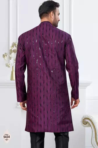 Wine & black imported silk and banarasi silk indowestern for mens