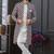 Wine & off white malai silk and imported silk indowestern for mens