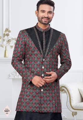 Black banarasi silk indowestern for mens 2