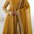Crunchy silk blend mustard yellow polka dot anarkali