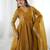 Crunchy silk blend mustard yellow polka dot anarkali
