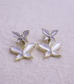 Women’s silver floral stud earrings | elegant flower design fashion jewelry