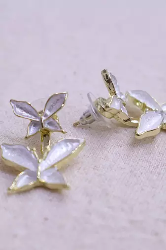 Women   s silver floral stud earrings | elegant flower design fashion jewelry