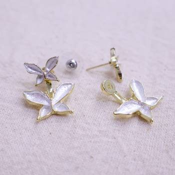Women   s silver floral stud earrings | elegant flower design fashion jewelry 3