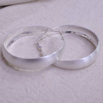 Women   s silver finish wide hoop earrings | classic & minimal fashion jewelry for women 1