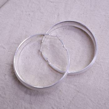 Women   s silver finish wide hoop earrings | classic & minimal fashion jewelry for women 3