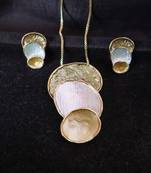 Women   s abstract layered necklace set with earrings | modern gold finish designer jewelry