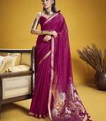 rani pink pure munga silk blend handloom weaving saree