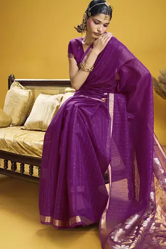 purple pure munga silk blend handloom weaving saree