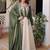 Charming Green Thread Embroidered Silk Festival Wear Gown With Dupatta