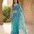 Sky blue tabby silk wedding wear saree for women hand embroidery