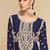 Designer chinon navy blue straight suit for women pakistani style