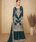 green chinon embroidered pakistani suit