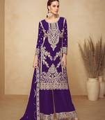 purple chinon embroidered pakistani suit